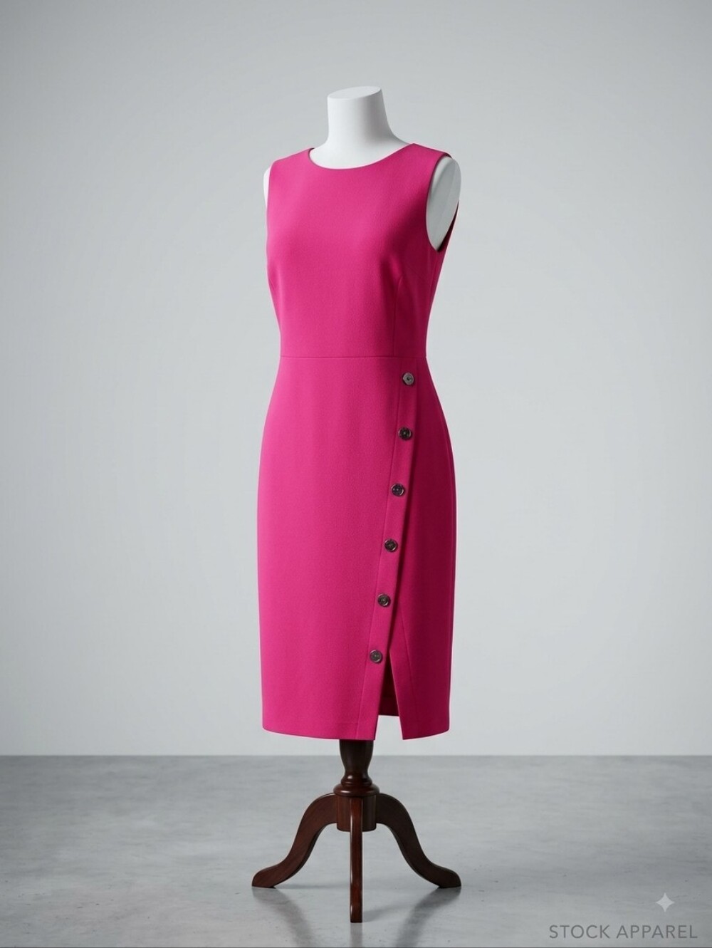 Kasper Sleeveless Pink Sheath Dress with Side Button Detail, Size 18W